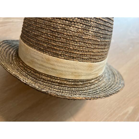 Daniele Meucci Women’s Straw Hat Floral Lace Appliqué Fedora - Picture 4 of 7